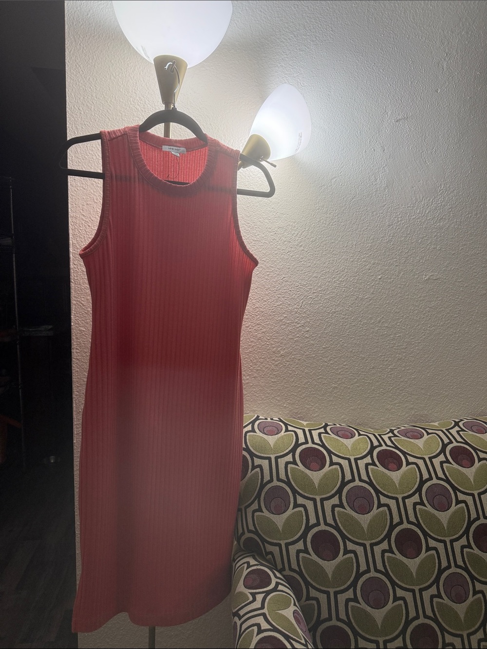Nine West Sleeveless Ribbed Midi Dress in Red